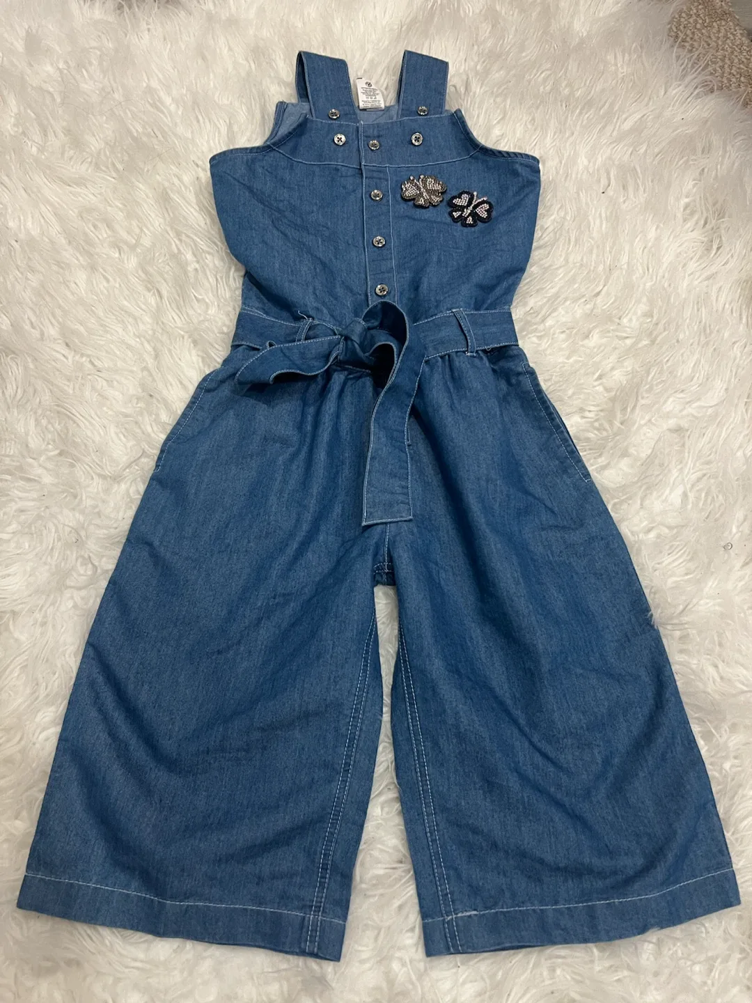 Handprint Girl's Denim Jumpsuit - photo 2