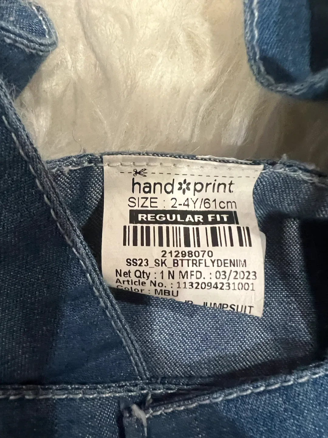 Handprint Girl's Denim Jumpsuit - photo 4