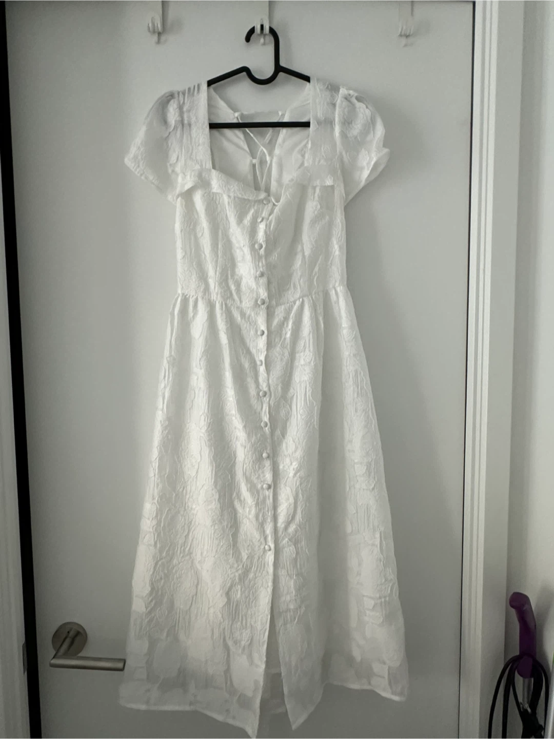 White Square Neck X Cross Midi Dress - photo 2