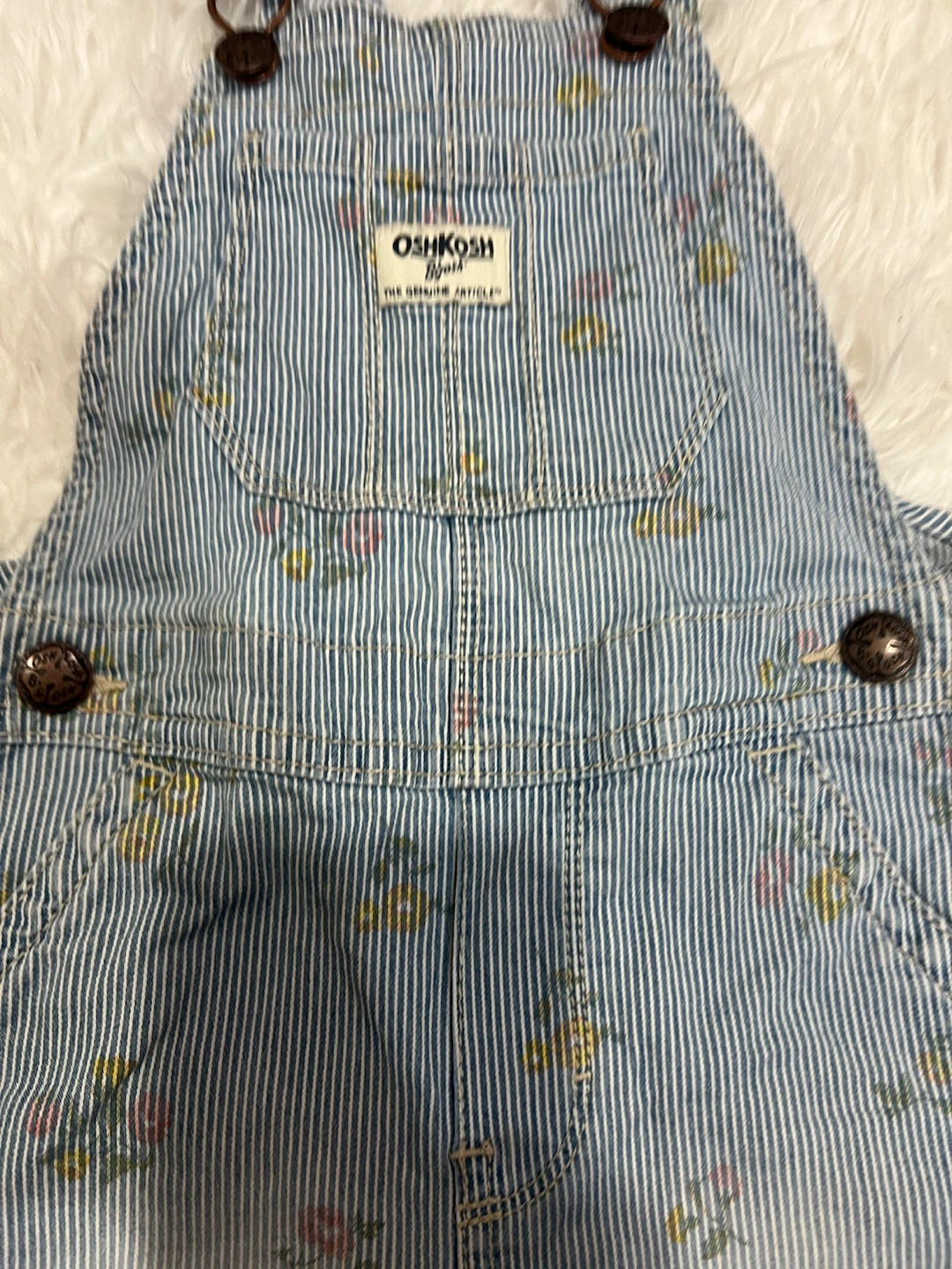 OshKosh B'gosh Striped Floral Overalls Size 3T - photo 2