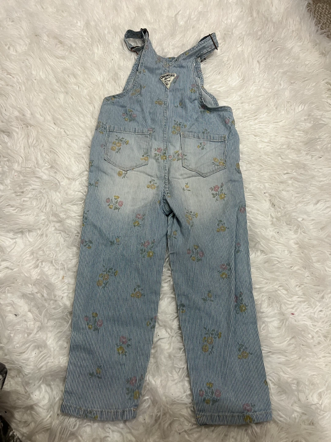 OshKosh B'gosh Striped Floral Overalls Size 3T - photo 5