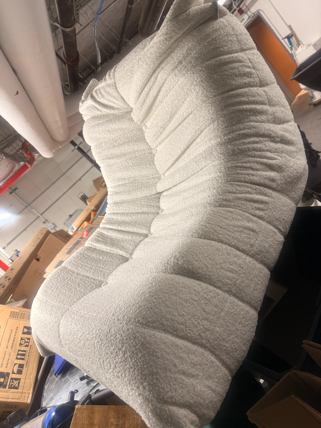 White Sherpa Upholstered Lounge Chair