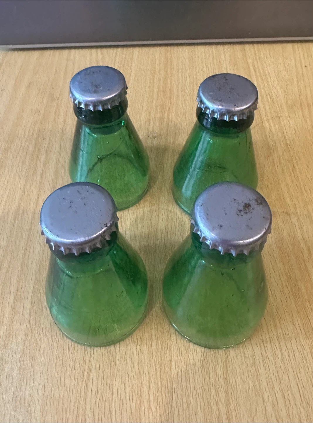 Retro Industrial up-cycled Green Glass Bottle Shot Glasses - photo 2