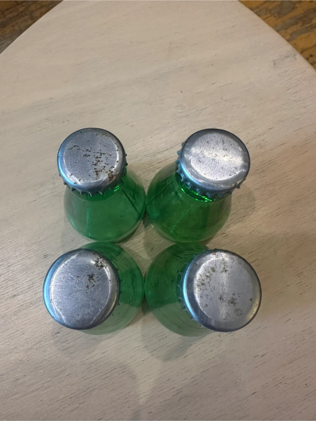 Retro Industrial up-cycled Green Glass Bottle Shot Glasses - photo 3