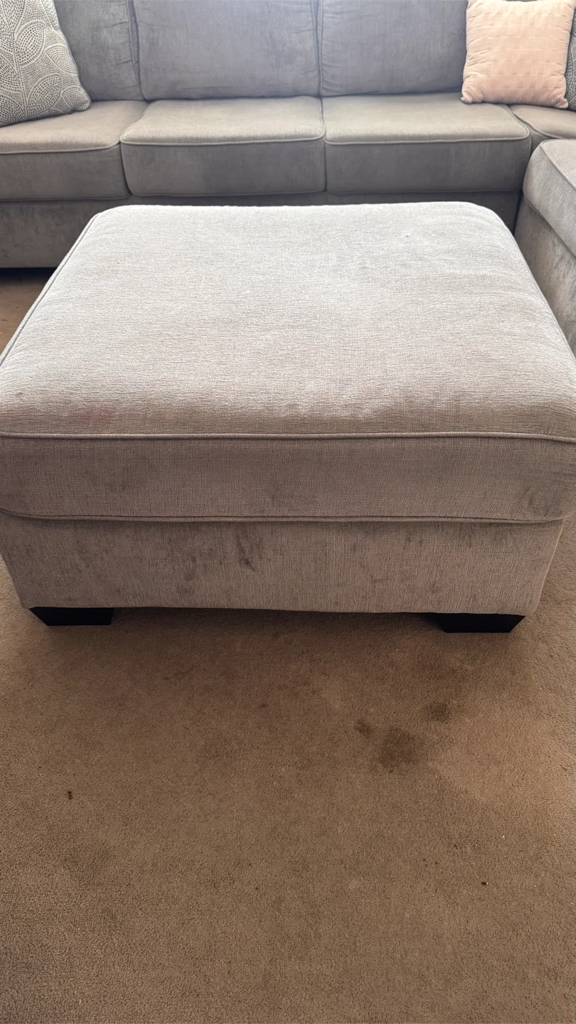 Large grey fabric ottoman