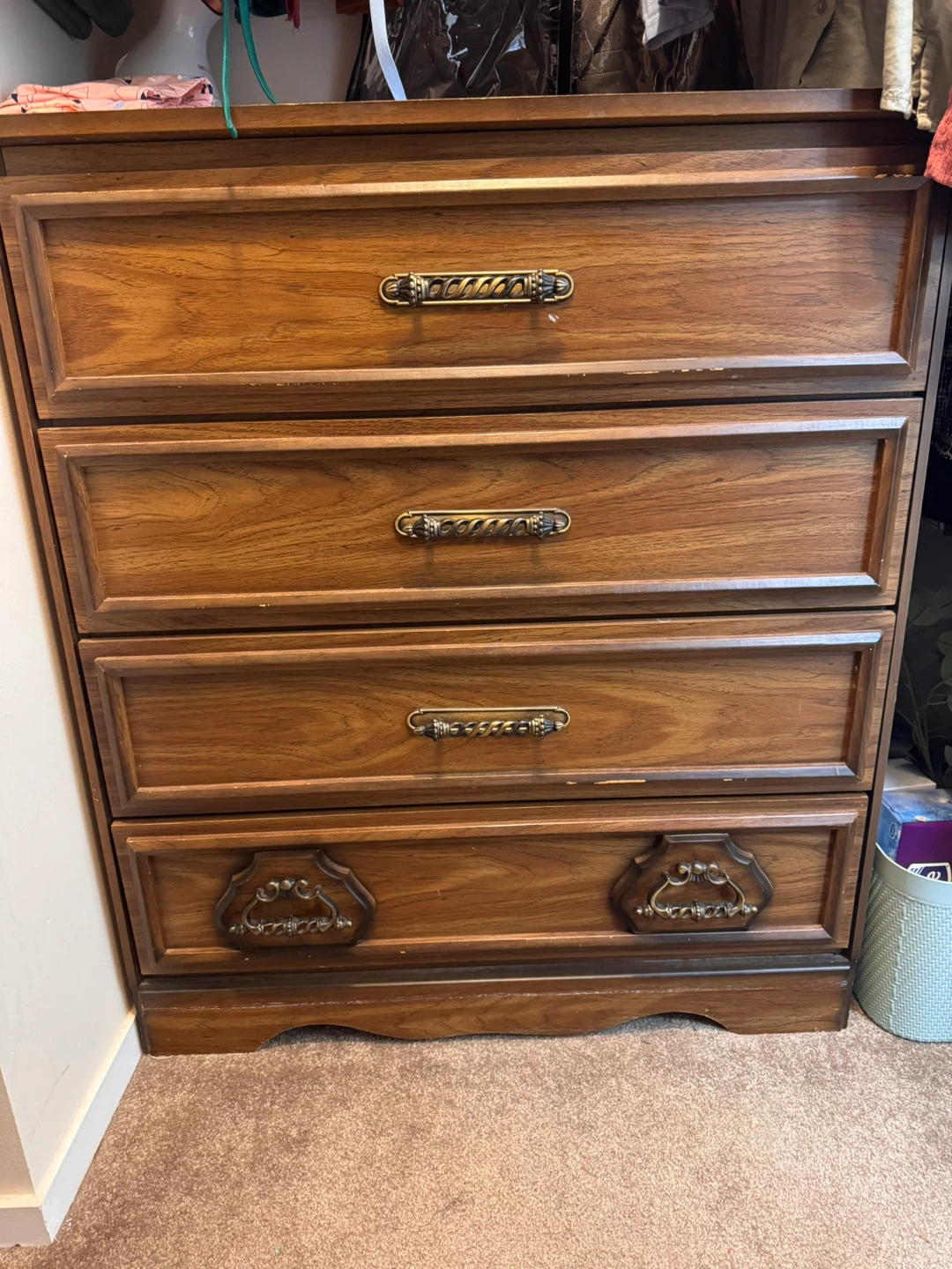Vintage 4-Drawer Wooden Dresser