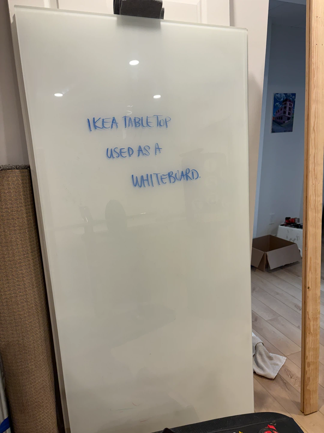 3 IKEA TORSBY glass tabletops - used as whiteboards