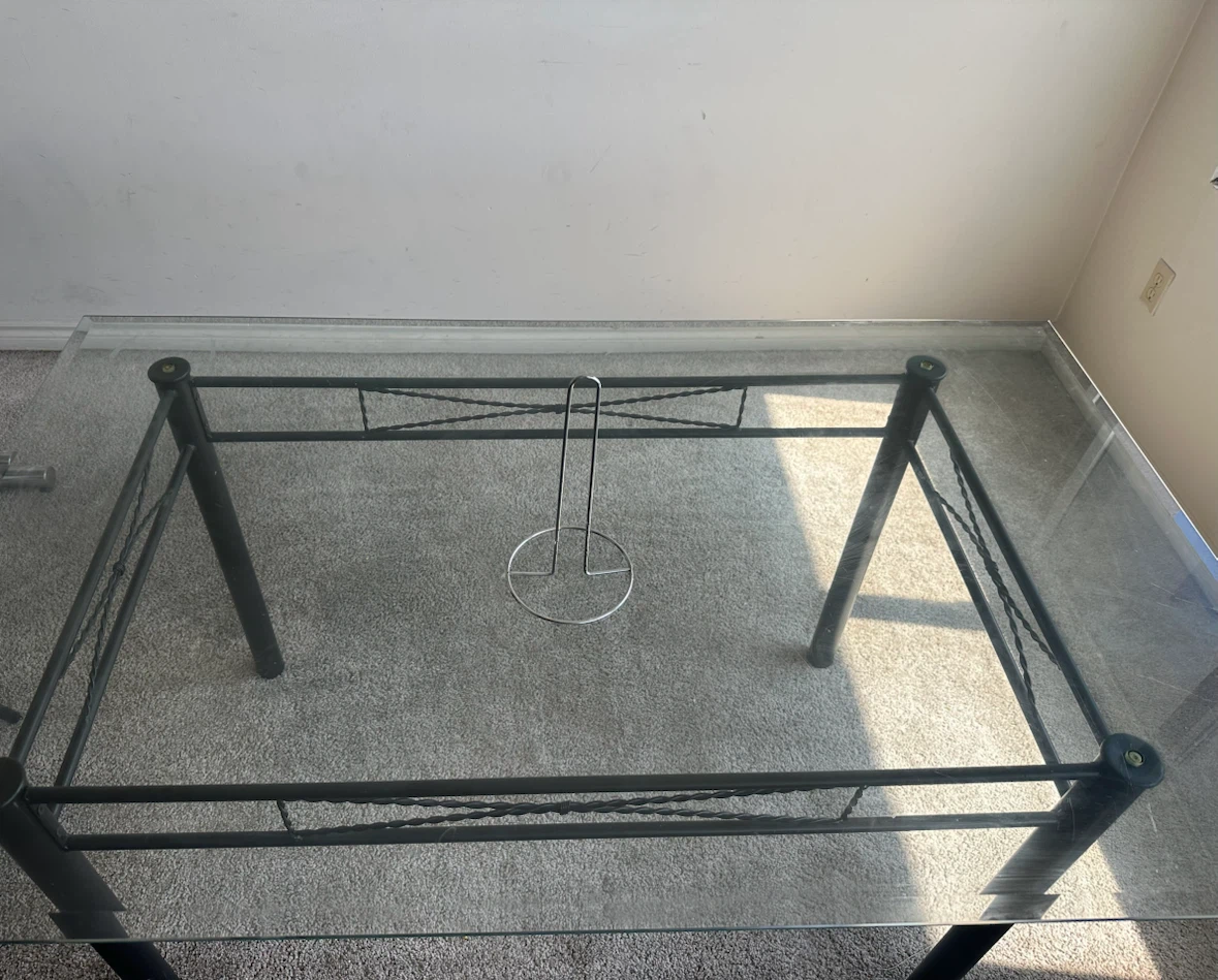 Glass and Metal dining table