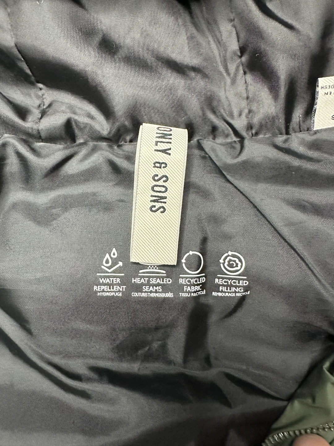 Only & Sons Olive Puffer Jacket - Size small Men’s - photo 4