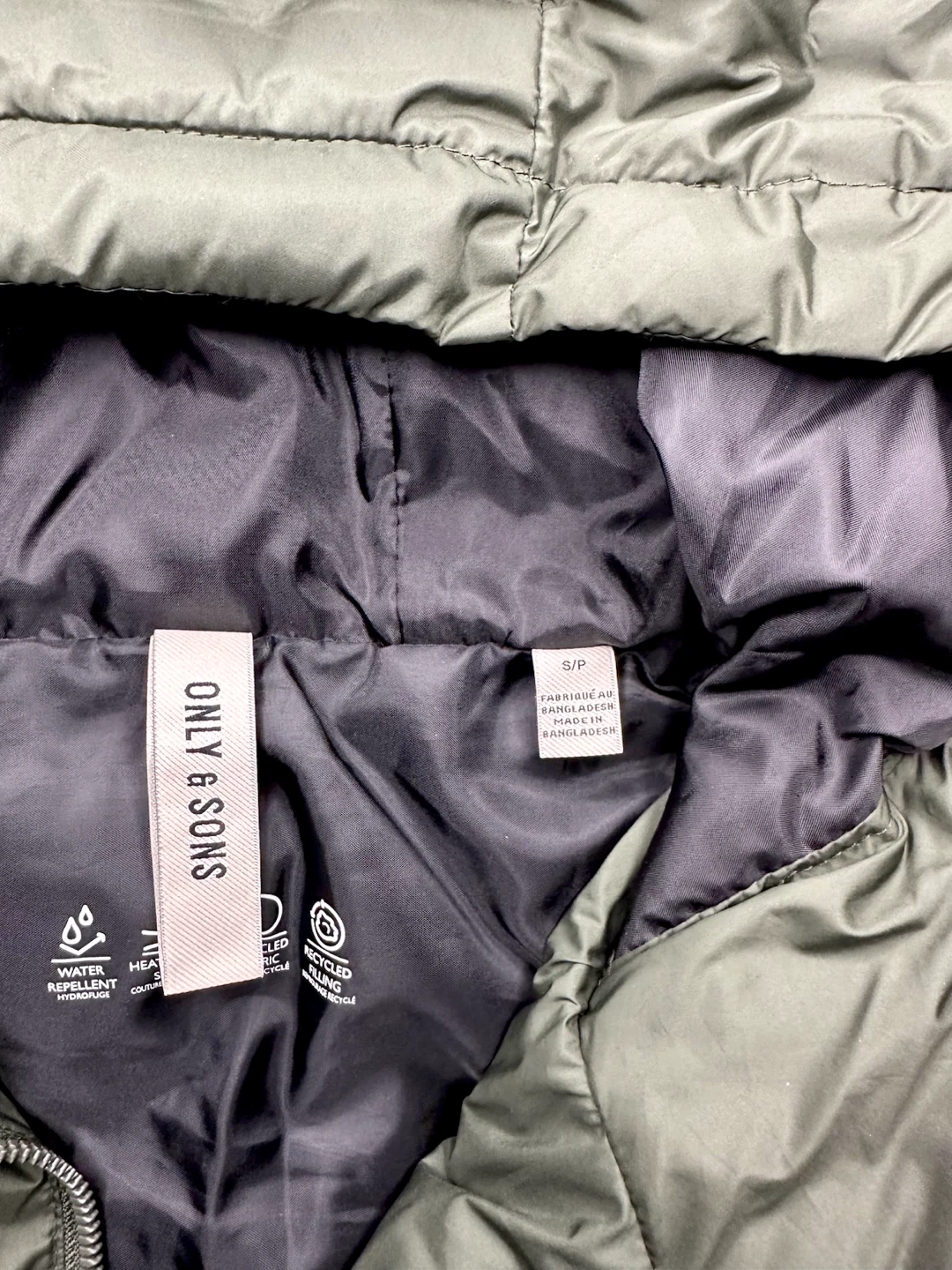 Only & Sons Olive Puffer Jacket - Size small Men’s - photo 5