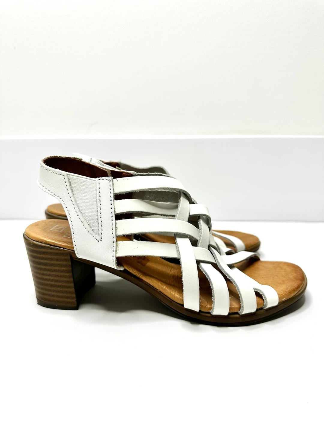 Seaside White Woven Leather Heeled Sandals - photo 2
