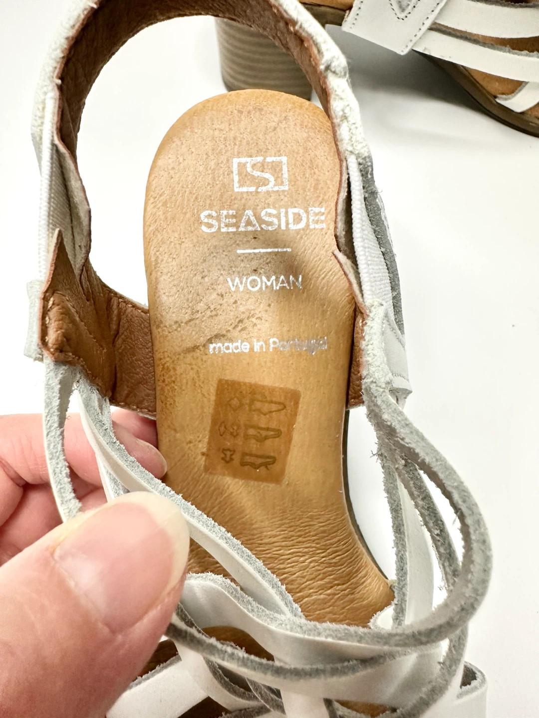 Seaside White Woven Leather Heeled Sandals - photo 5