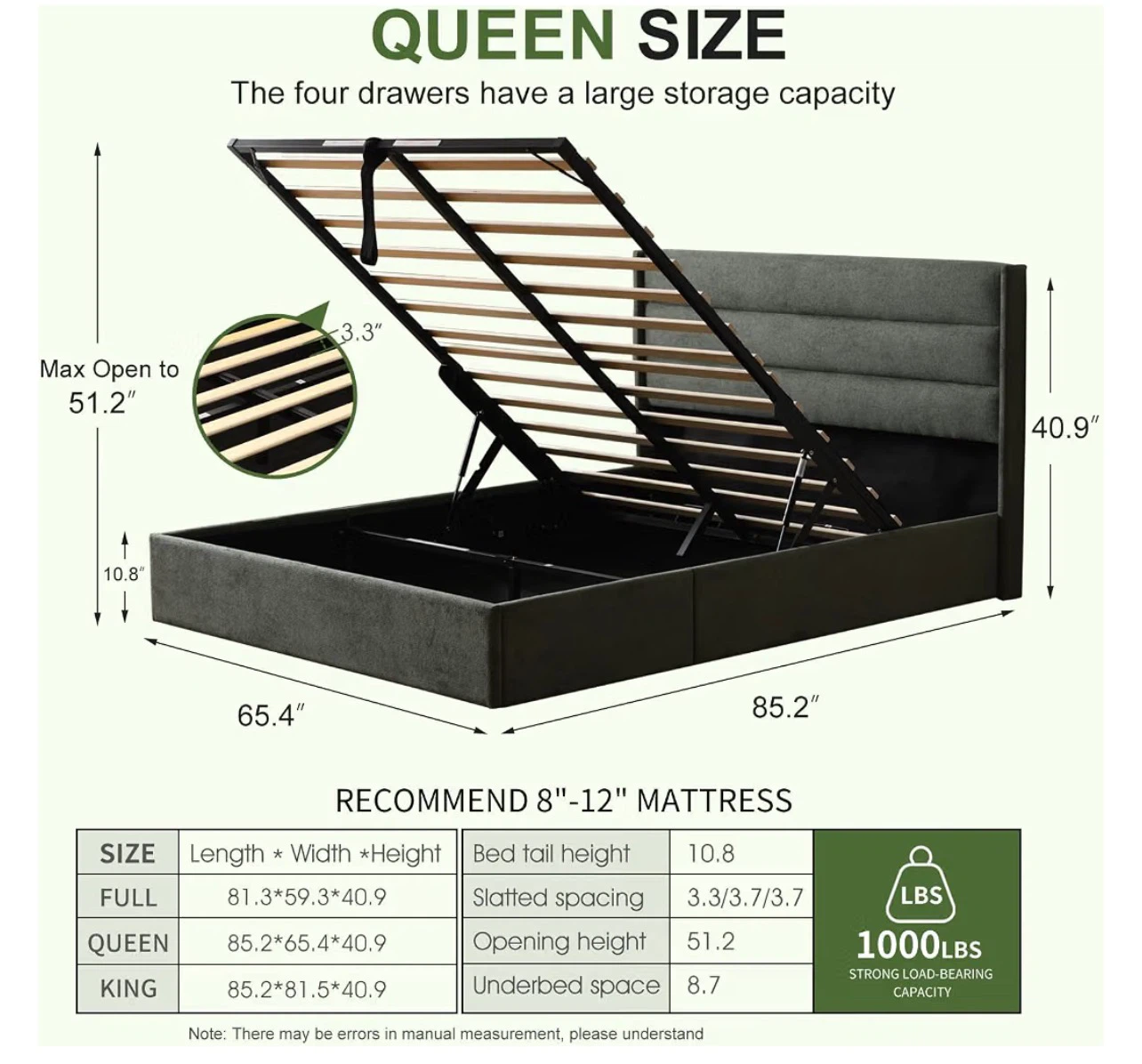Queen size storage bed frame - photo 3
