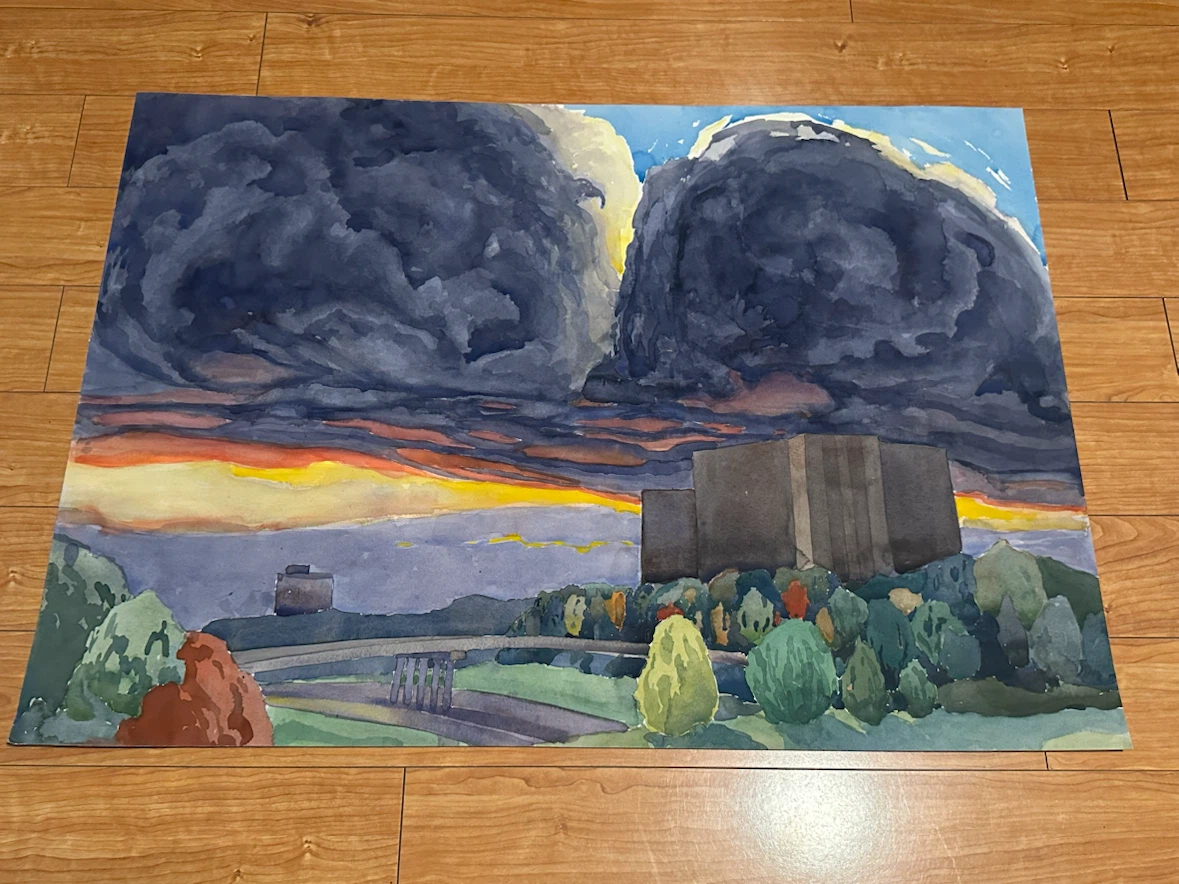 Lot of 9 Large Water Colour Paintings - photo 2