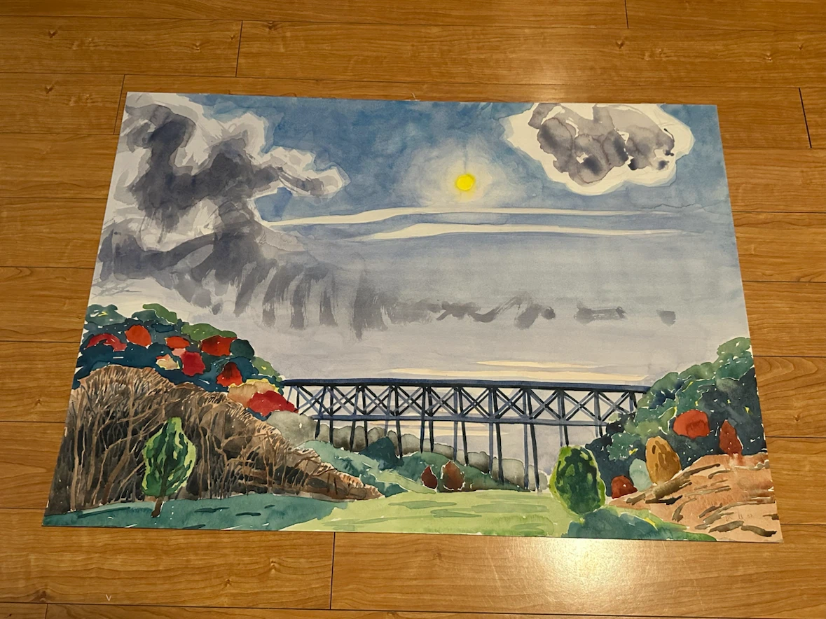 Lot of 9 Large Water Colour Paintings - photo 3