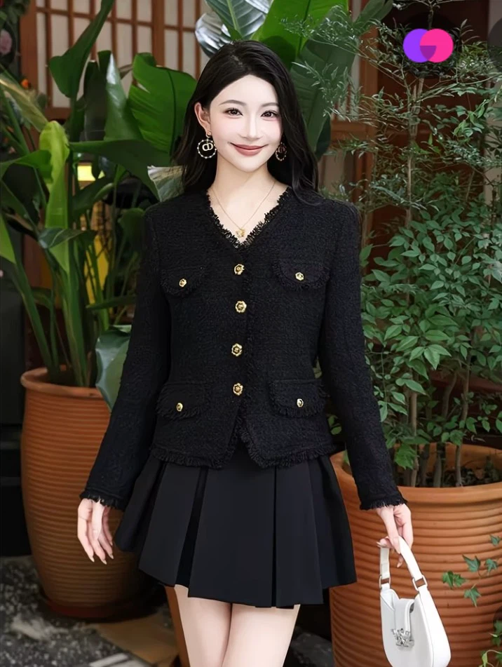 Black Tweed Blazer Jacket - photo 2