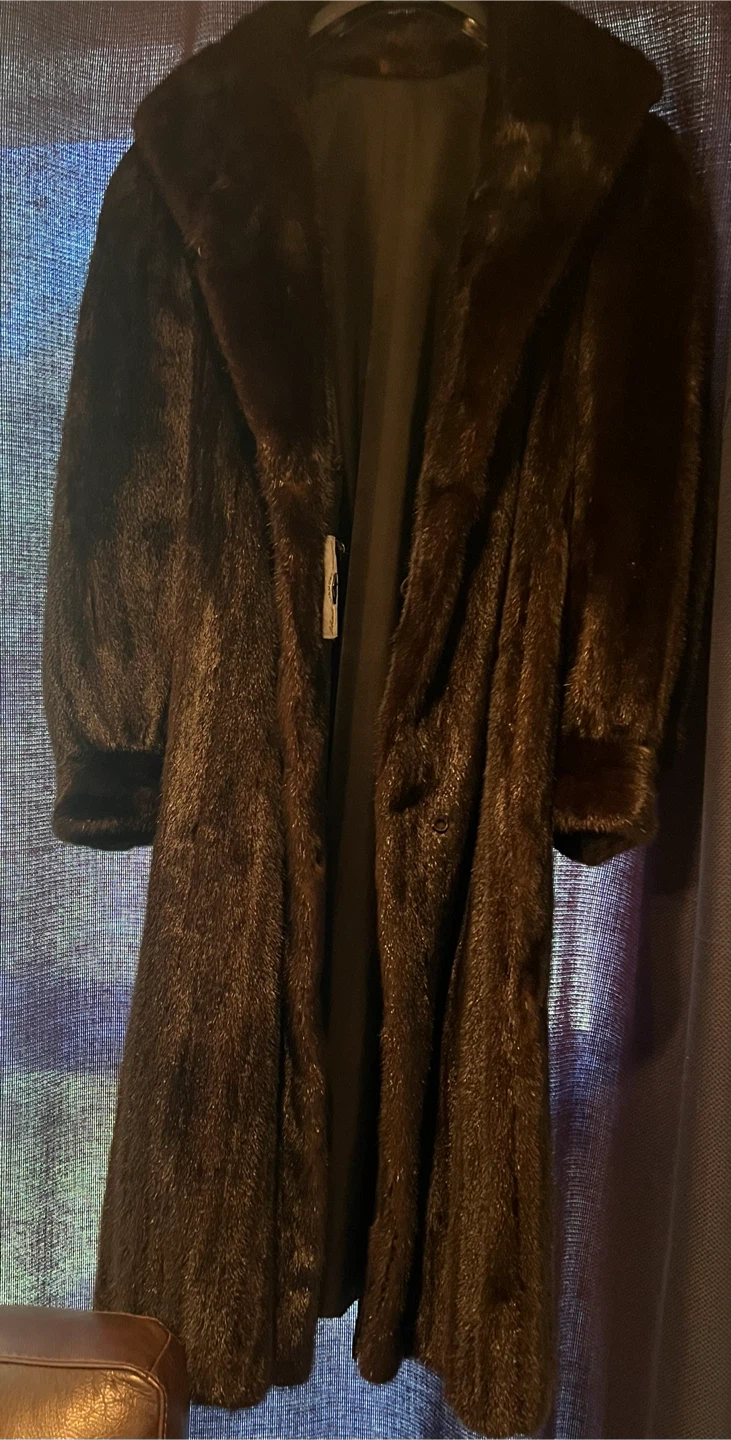 Authentic Black Diamond Genuine Mink Fur Long Coat Sz M/L - - photo 2