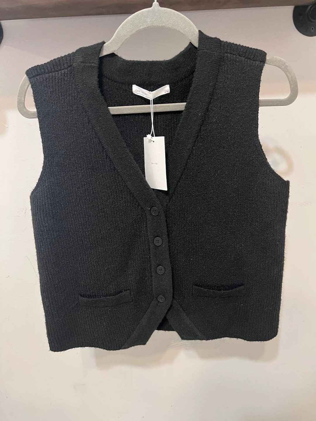 Oak + Fort Black Knit Button Vest – Brand New With Tags