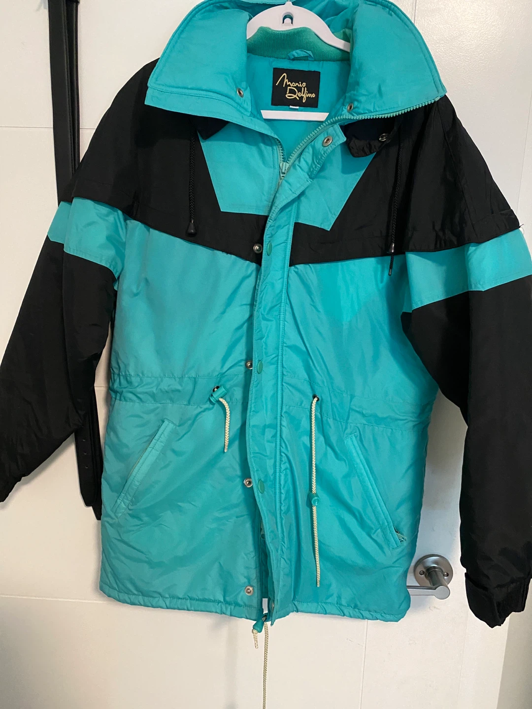 Mario Delfino Teal and Black Winter Jacket