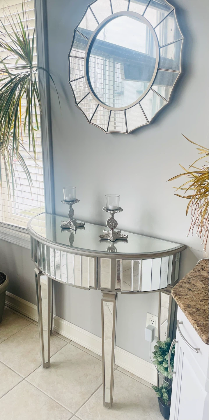 Mirrored Half-Moon Console Table