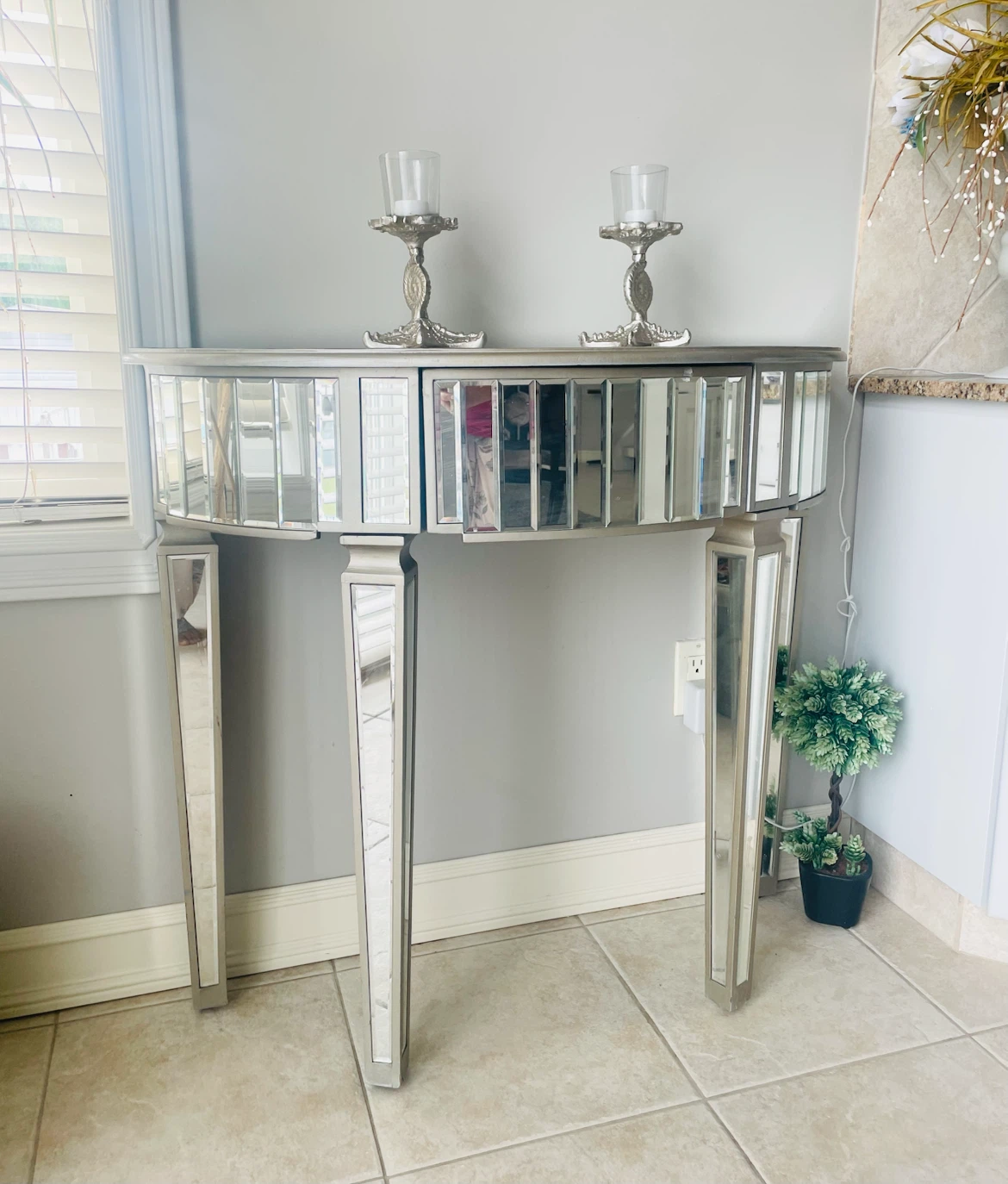Mirrored Half-Moon Console Table - photo 3