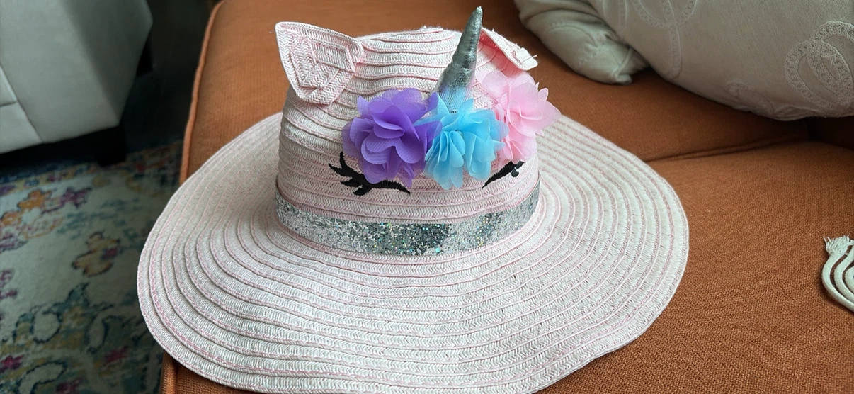 Girls Unicorn Straw Sun Hat - photo 2