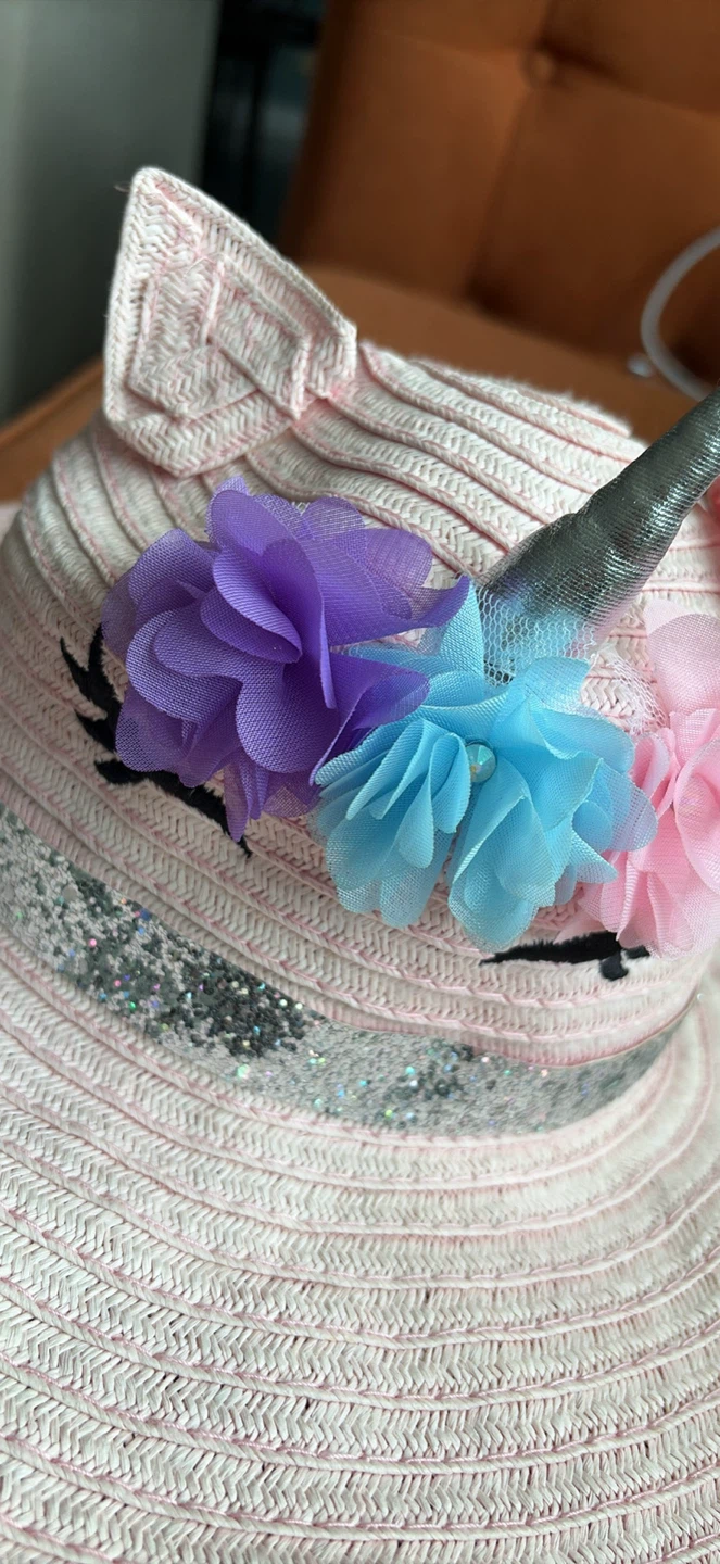 Girls Unicorn Straw Sun Hat - photo 3