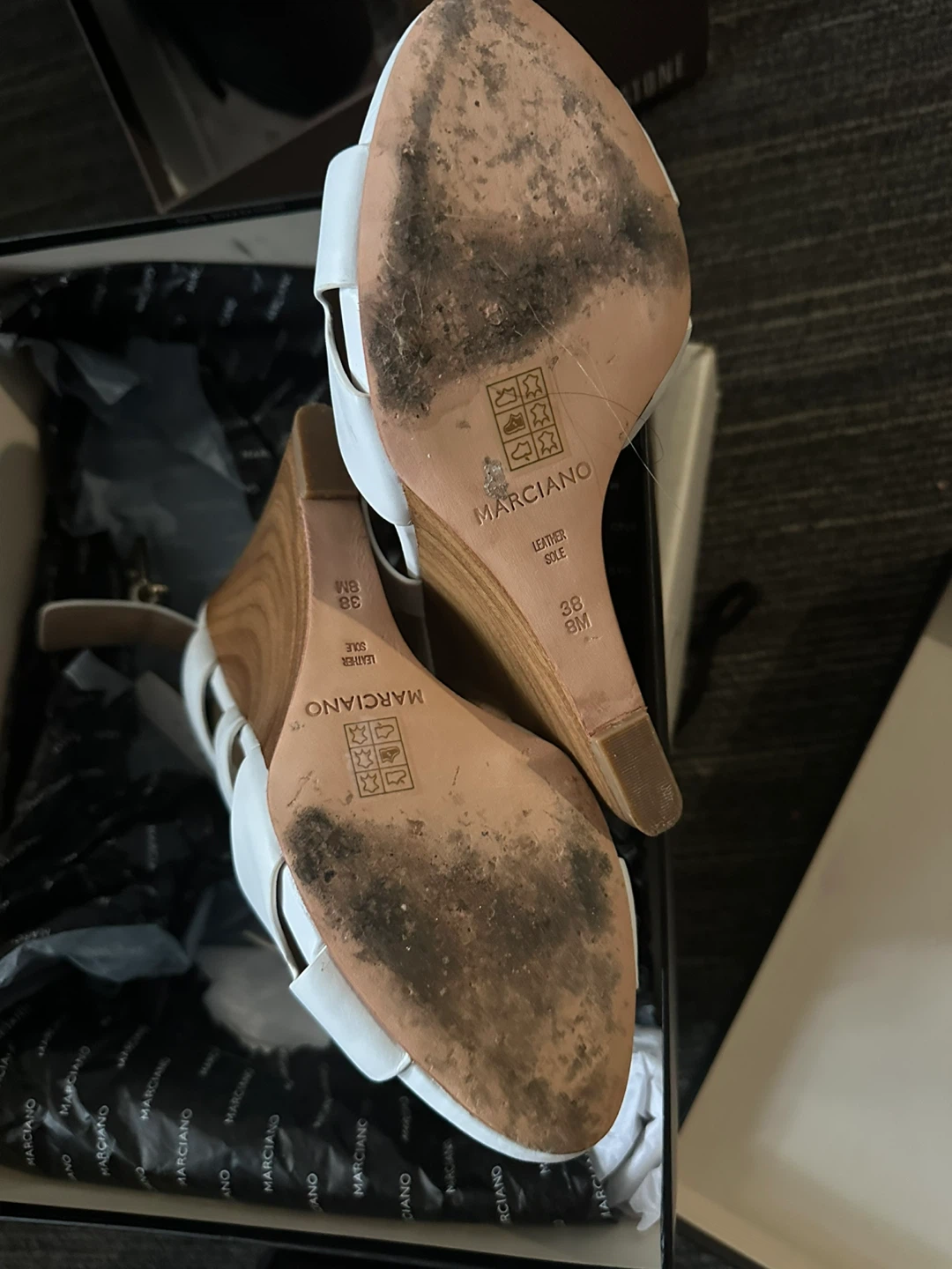 Marciano PMALYSSA White Leather Wedges Size 38 - photo 2