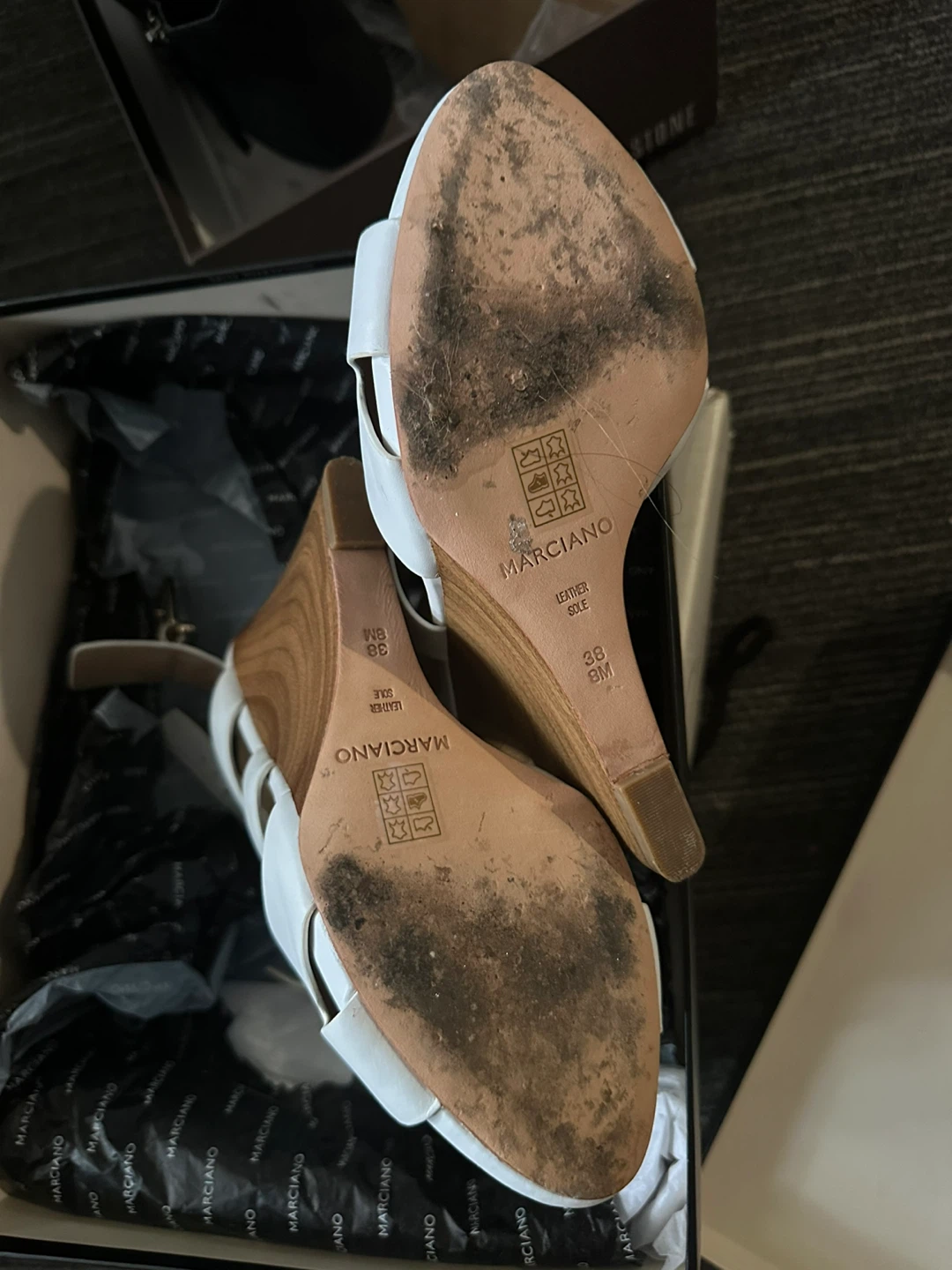Marciano PMALYSSA White Leather Wedges Size 38 - photo 3