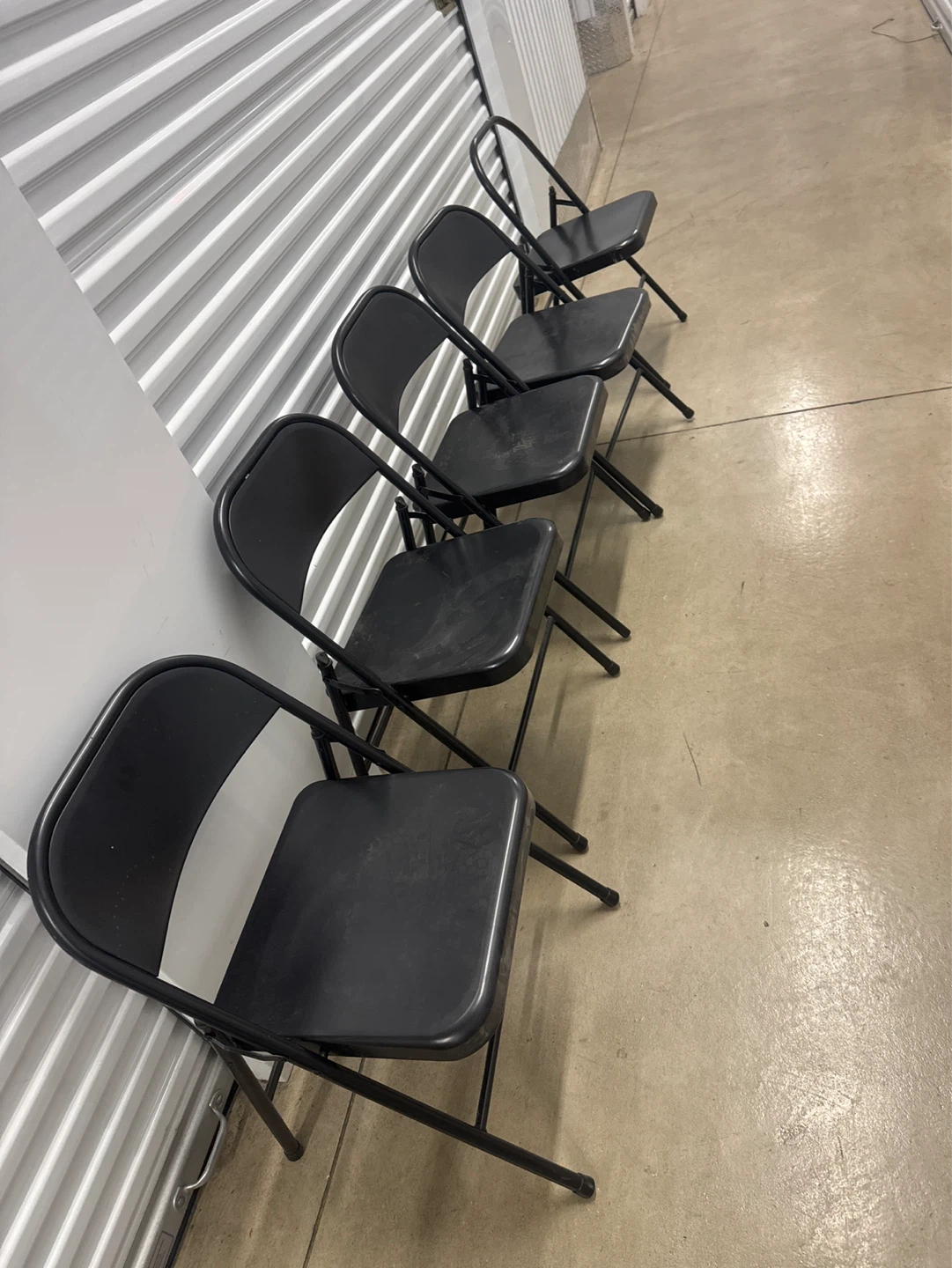 Set of 5 Black Metal Folding Chairs - photo 2