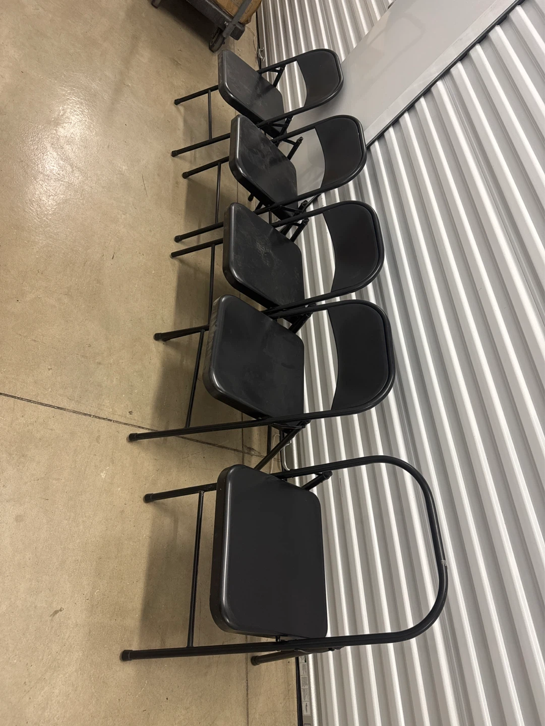 Set of 5 Black Metal Folding Chairs