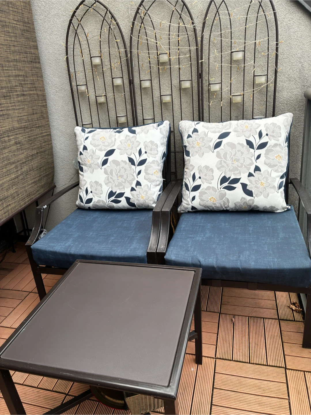 Outdoor Patio Bistro 3-Piece Set with Floral Cushions