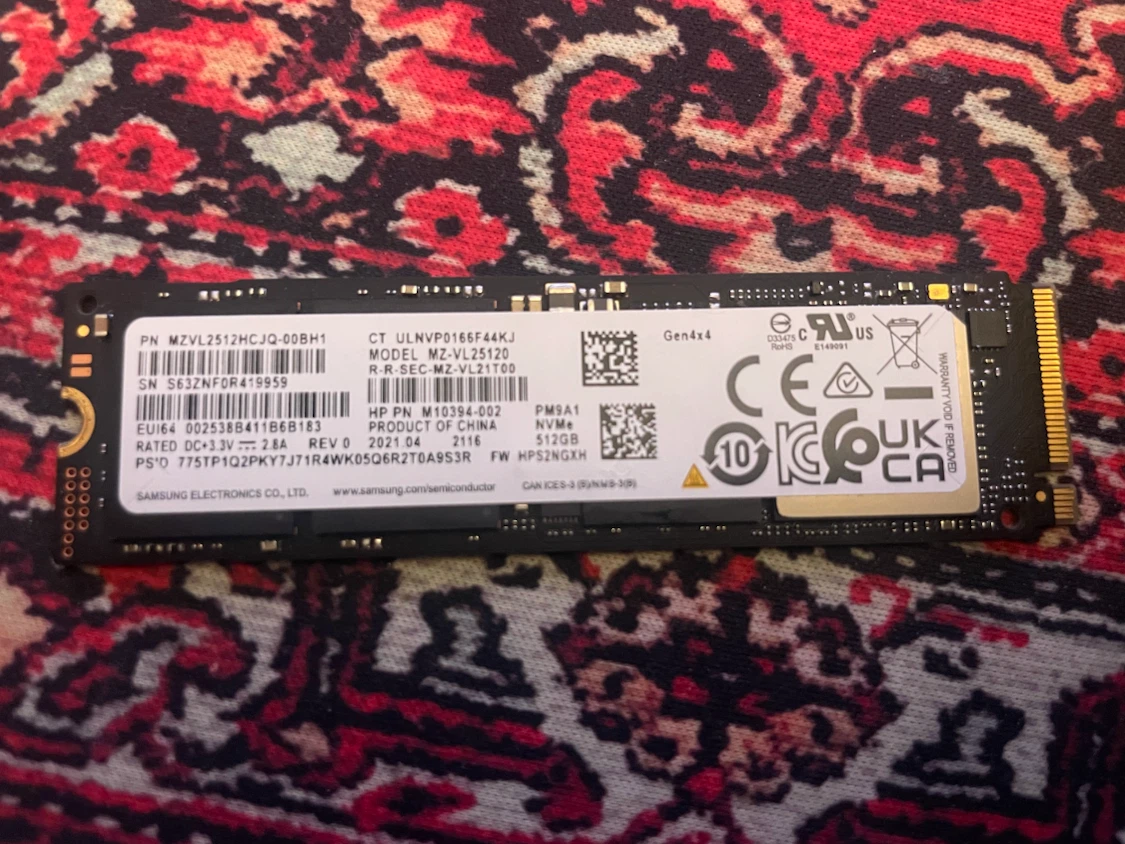 Samsung PM9A1 512GB NVMe (OEM) - 99% Health