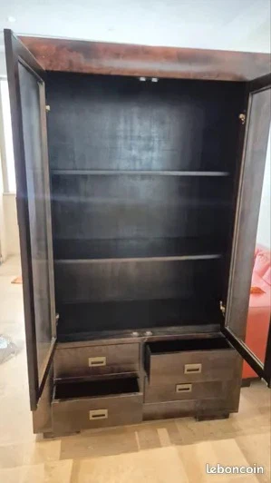Dark Wood Display Cabinet with Drawers - photo 4