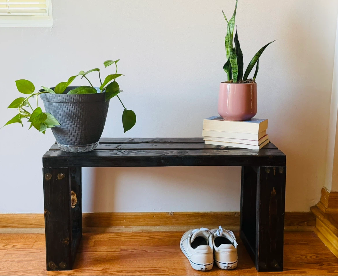 Handmade Solid Wood Bench – Espresso Stain Entryway Bench