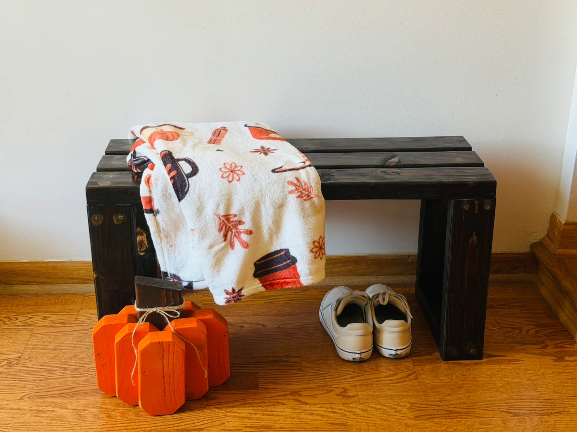 Handmade Solid Wood Bench – Espresso Stain Entryway Bench - photo 2