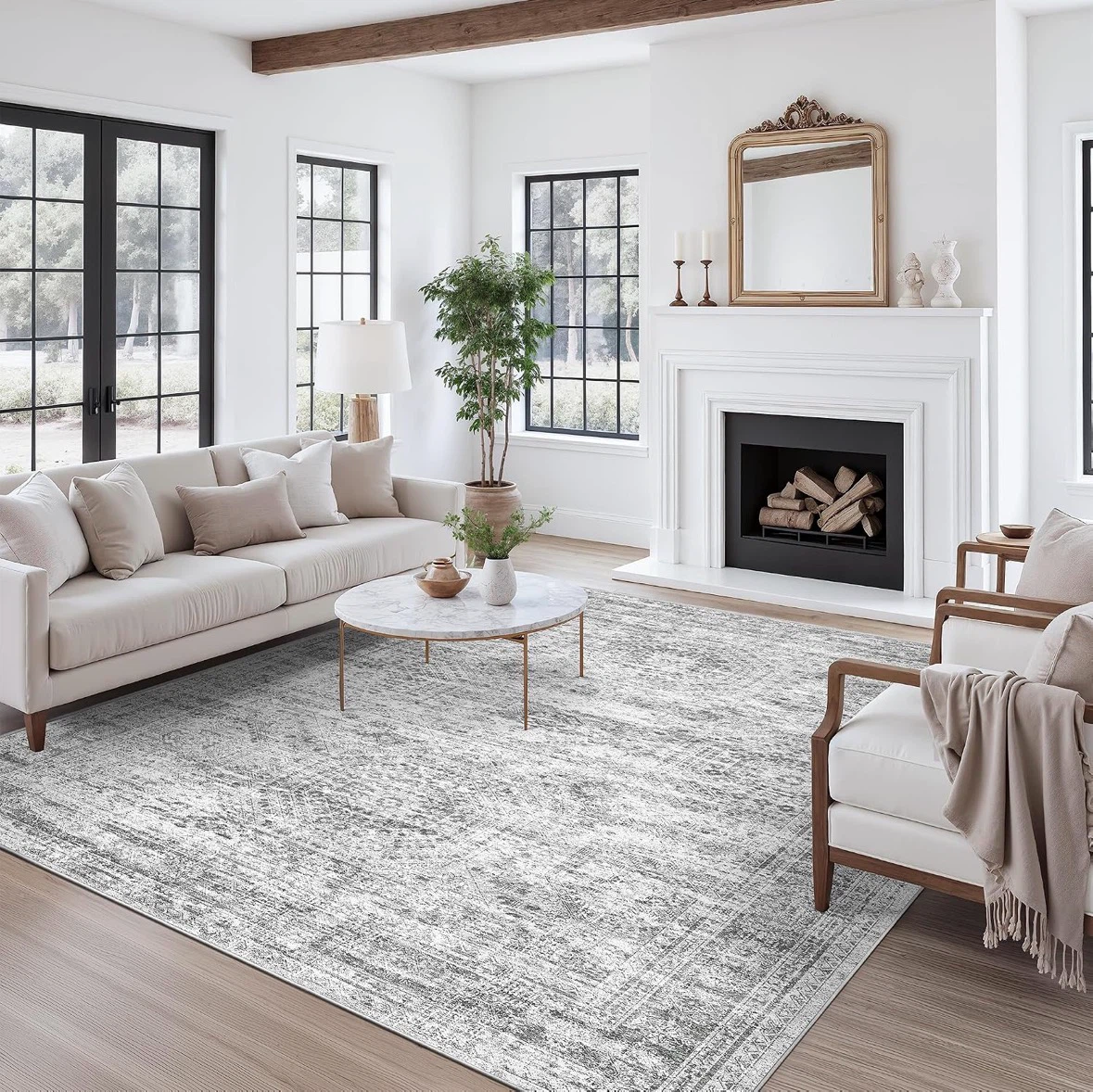 Grey Distressed Area Rug 8x10 ft - photo 2