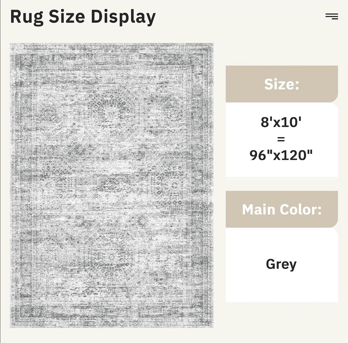 Grey Distressed Area Rug 8x10 ft - photo 4