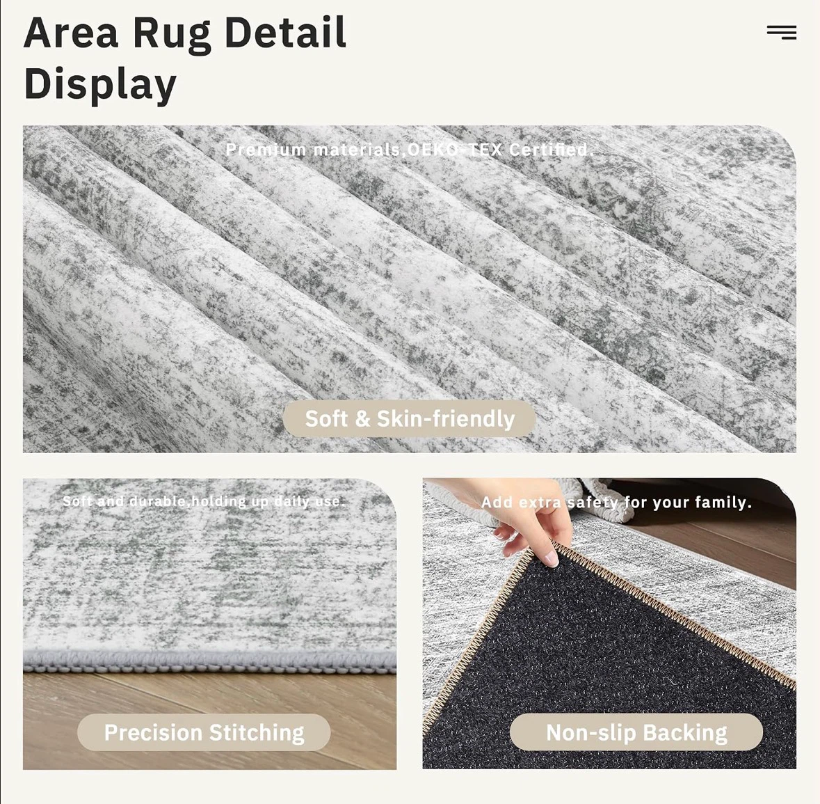 Grey Distressed Area Rug 8x10 ft - photo 5