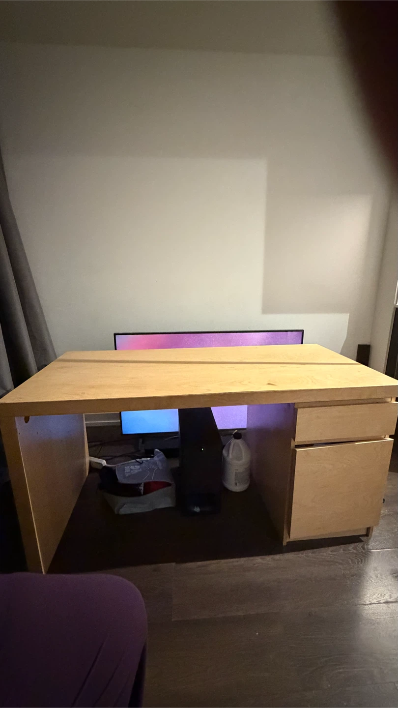Light Wood Computer Desk with Drawers