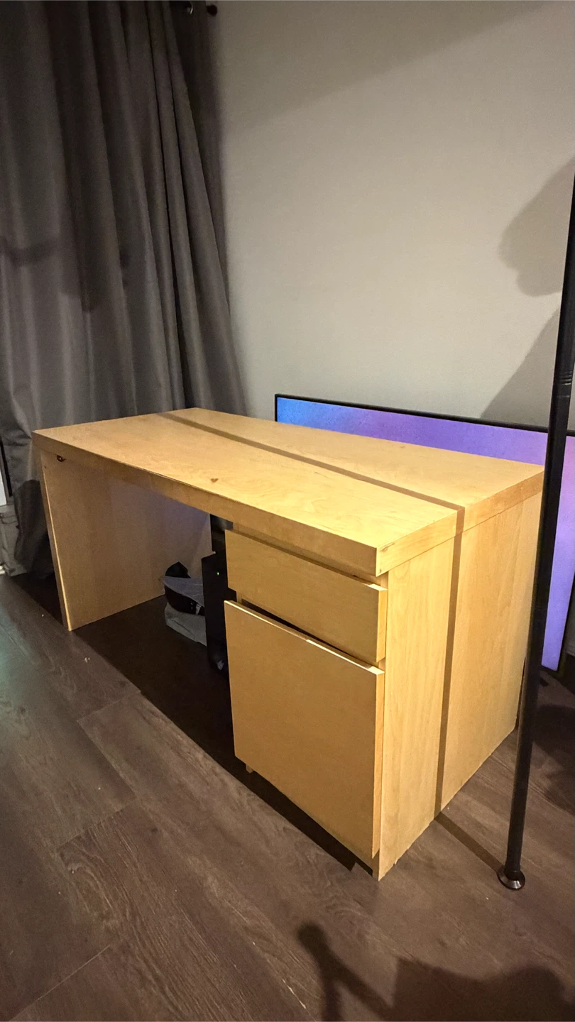 Light Wood Computer Desk with Drawers - photo 2