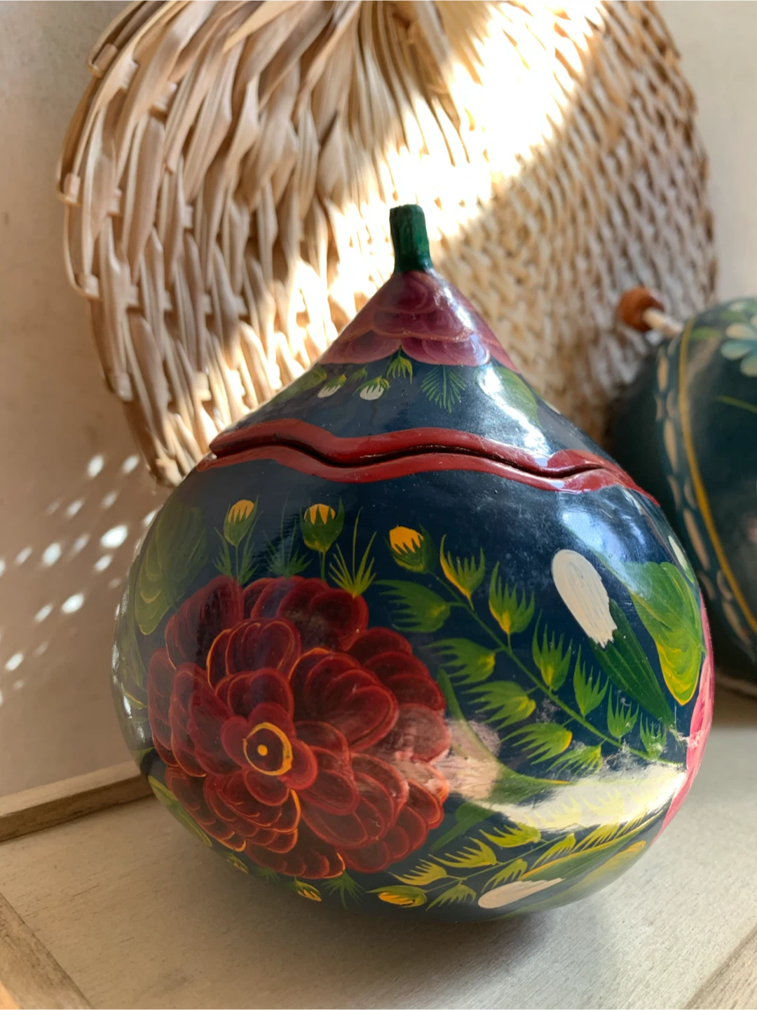 Lidded box & Planter Vintage Hand-painted