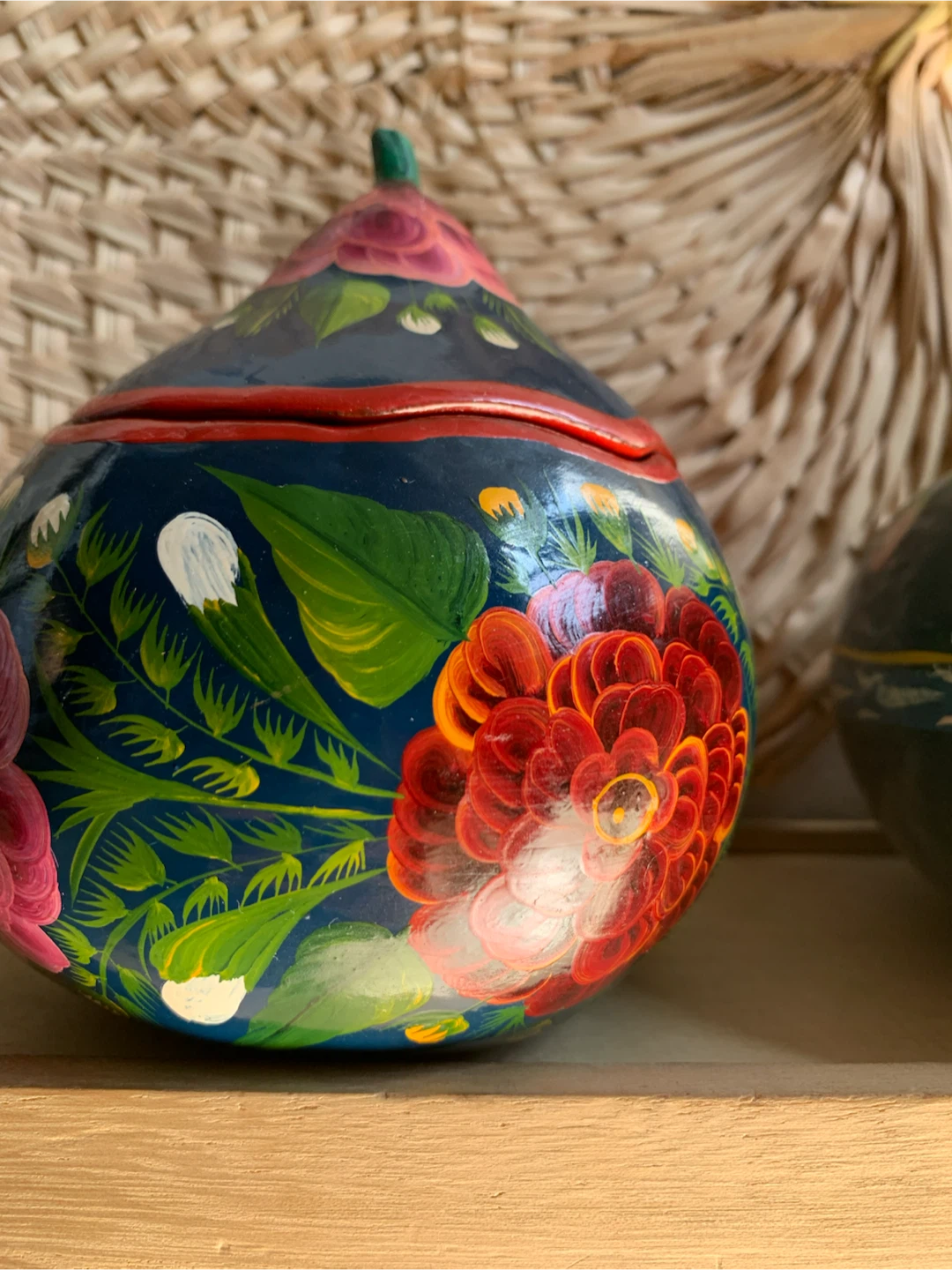 Lidded box & Planter Vintage Hand-painted - photo 5