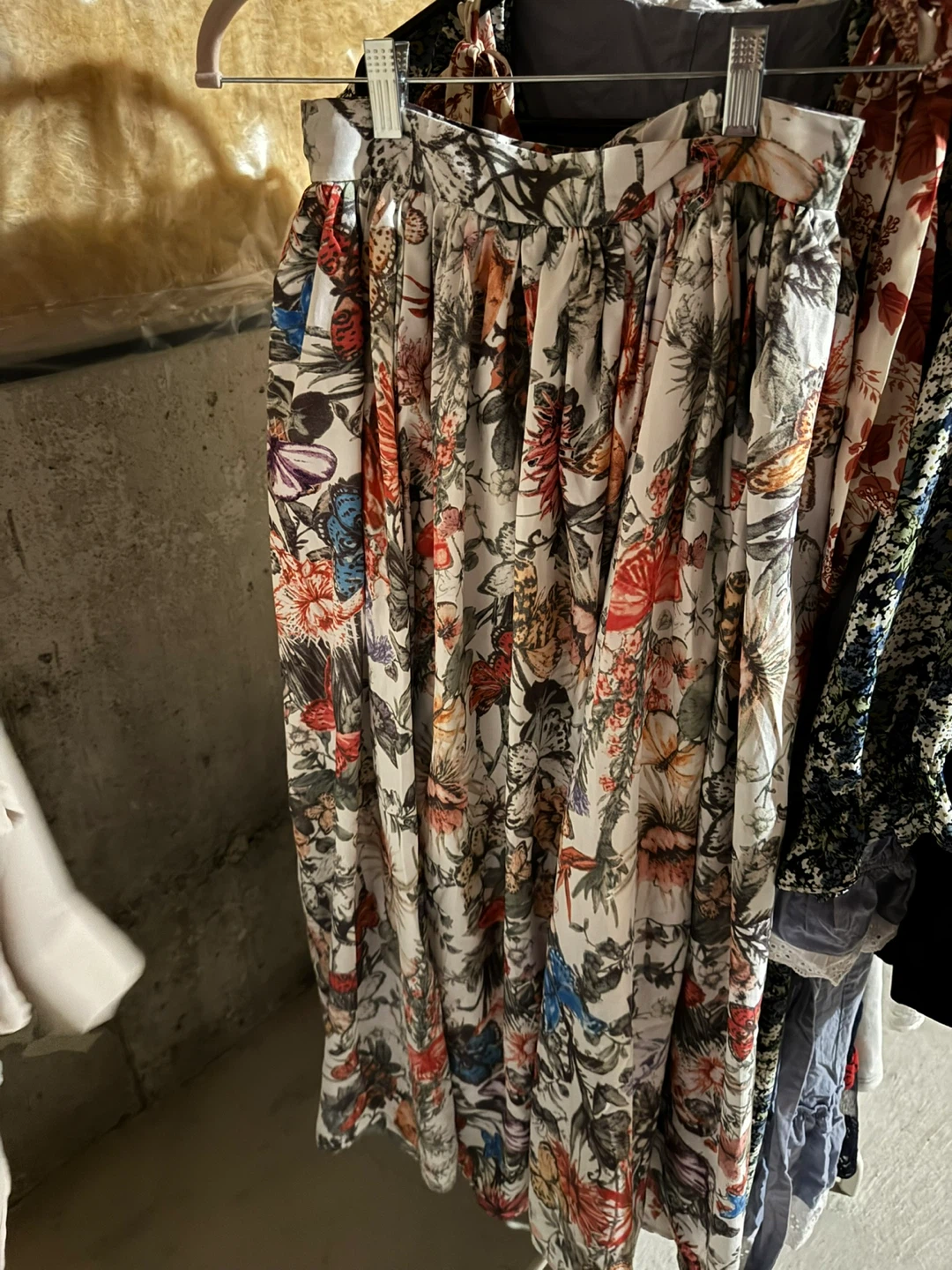 Dior patterned Floral and Butterfly Print Midi Skirt