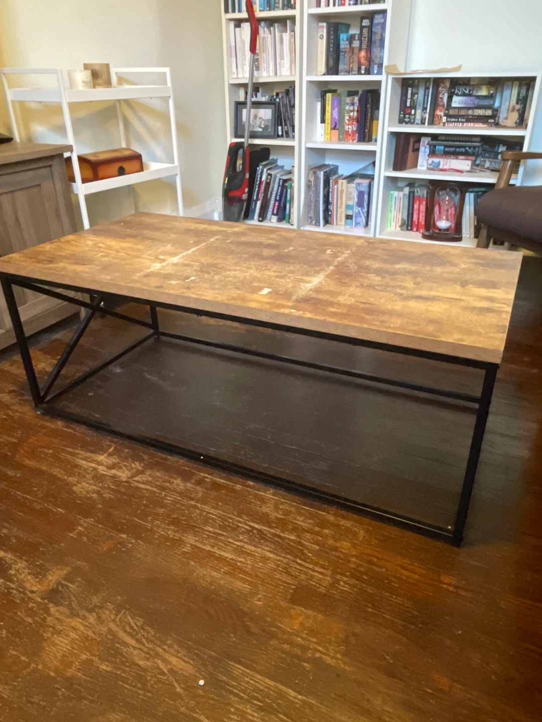Industrial Coffee Table with Metal Frame