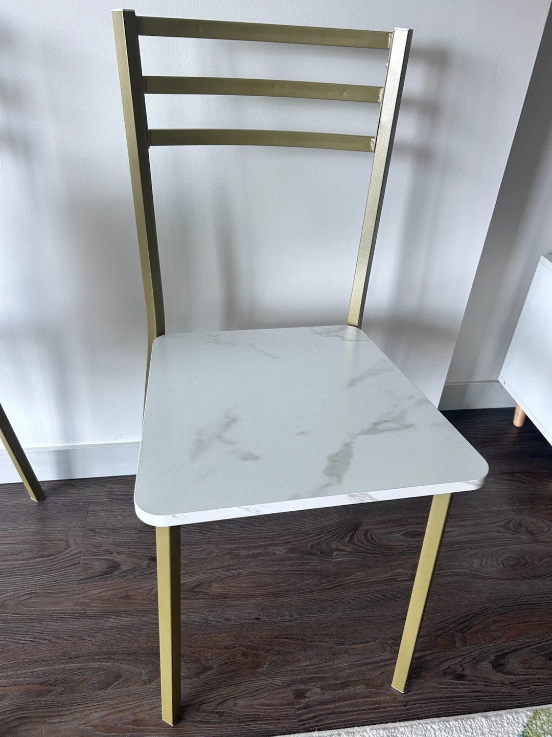 Chair with Marble and Gold Accent