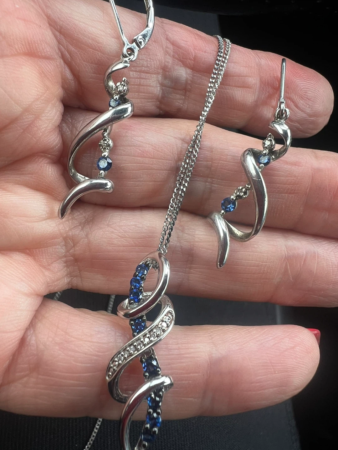 925 Silver and sapphires, diamonds Jewellery Set