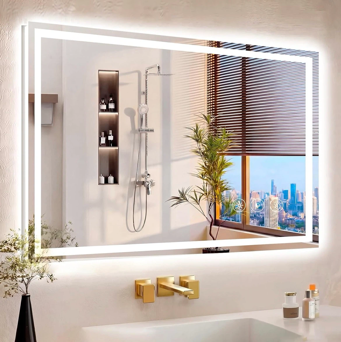 LED Bathroom Mirror – Front & Backlit, Anti-Fog, Dimmable