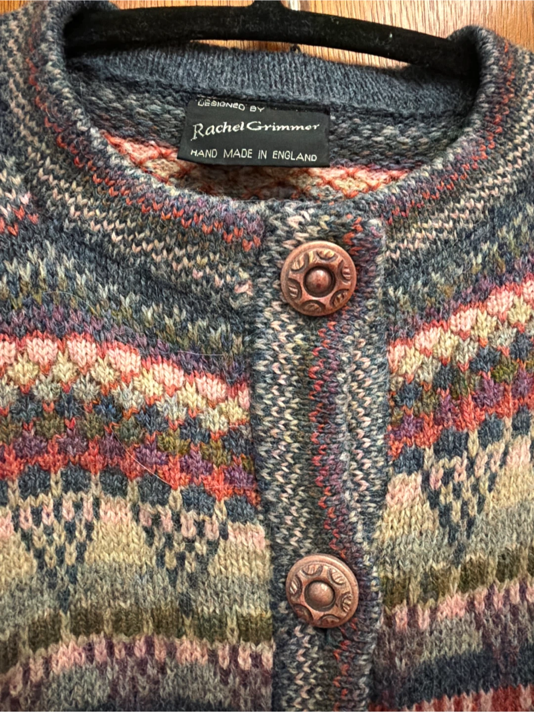 Rachel Grimmer Hand Made Wool Patterned Cardigan - photo 3