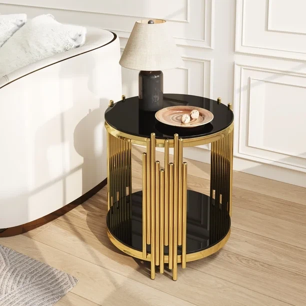 Modern Gold and Black Side Table
